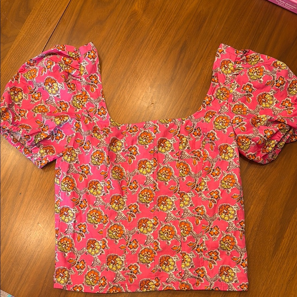 Jcrew Floral Pink Puff Sleeve Top 4, NWT